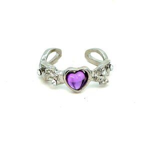 Open Back Purple Heart Heart Ring